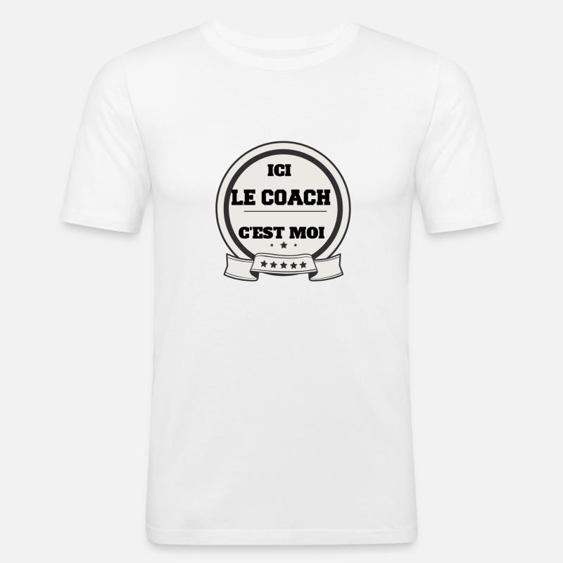 Hier bin ich der Trainer - Männer Slim Fit T-Shirt - Weiß