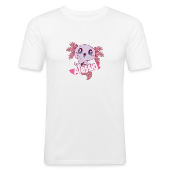 ALESSIA - Schöner Mädchen Name mit AXELOTL - Männer Slim Fit T-Shirt - Weiß - Vorne - Nik (191cm)