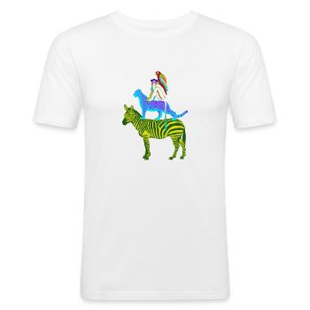 Pyramide des animaux - T-shirt près du corps Homme - blanc - Devant - Nik (191cm)