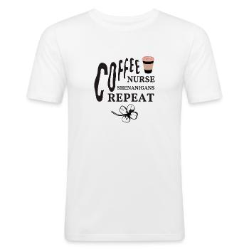 Kaffeekrankenschwester Wiederholung, Krankenpflegeschülerin - Männer Slim Fit T-Shirt - Weiß - Vorne - Nik (191cm)