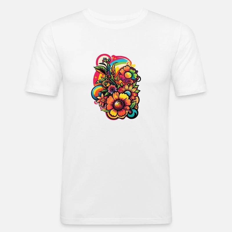 Fleur Conception de fleurs - T-shirt près du corps Homme - blanc