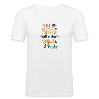 Yoga Klarheit für Körper und Geist Besser Leben - Männer Slim Fit T-Shirt - Weiß - Vorne - Nik (191cm)
