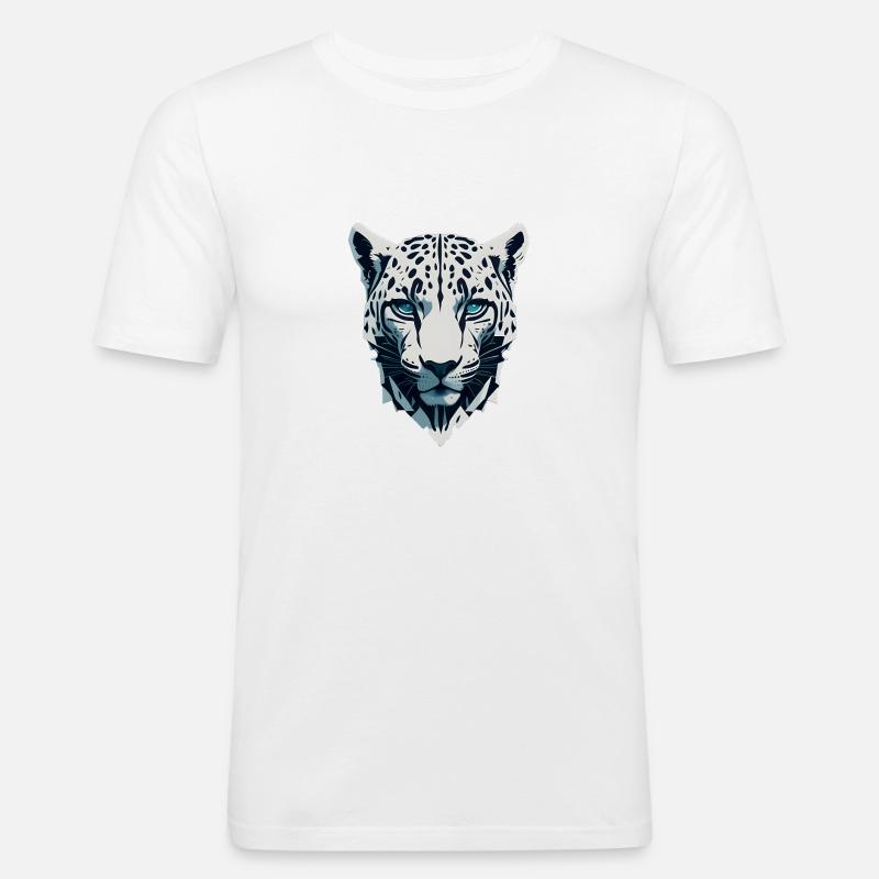 Minimalistischer Lephard - Männer Slim Fit T-Shirt - Weiß
