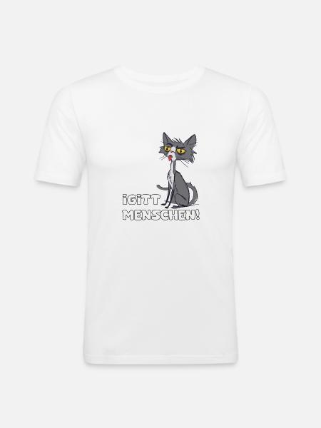 Igitt Menschen, Katze - Männer Slim Fit T-Shirt - Weiß