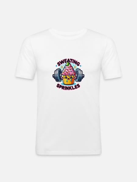 Cupcake - Sweating Sprinkles - Männer Slim Fit T-Shirt - Weiß