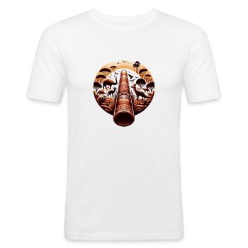Didgeridoo mit Australischem Outback und Wildtiere - Männer Slim Fit T-Shirt - Weiß - Vorne - Nik (191cm)