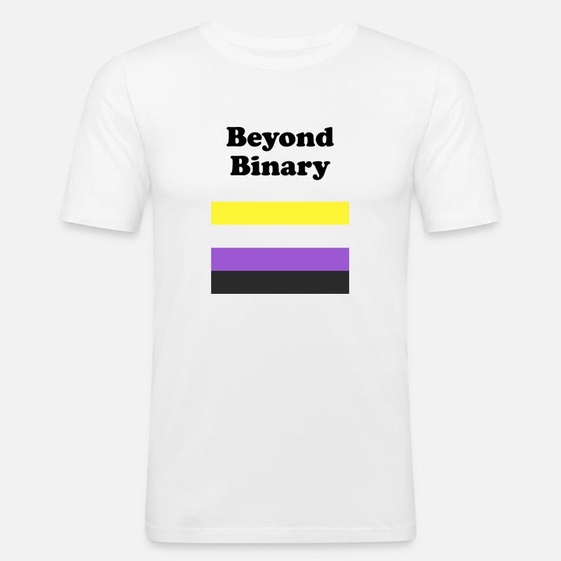 Non Binary Flag Beyond Binary - Men's Slim Fit T-Shirt - white