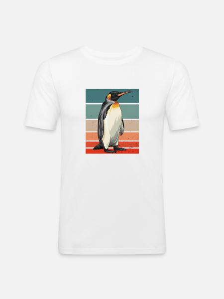 Penguin Retro - Männer Slim Fit T-Shirt - Weiß