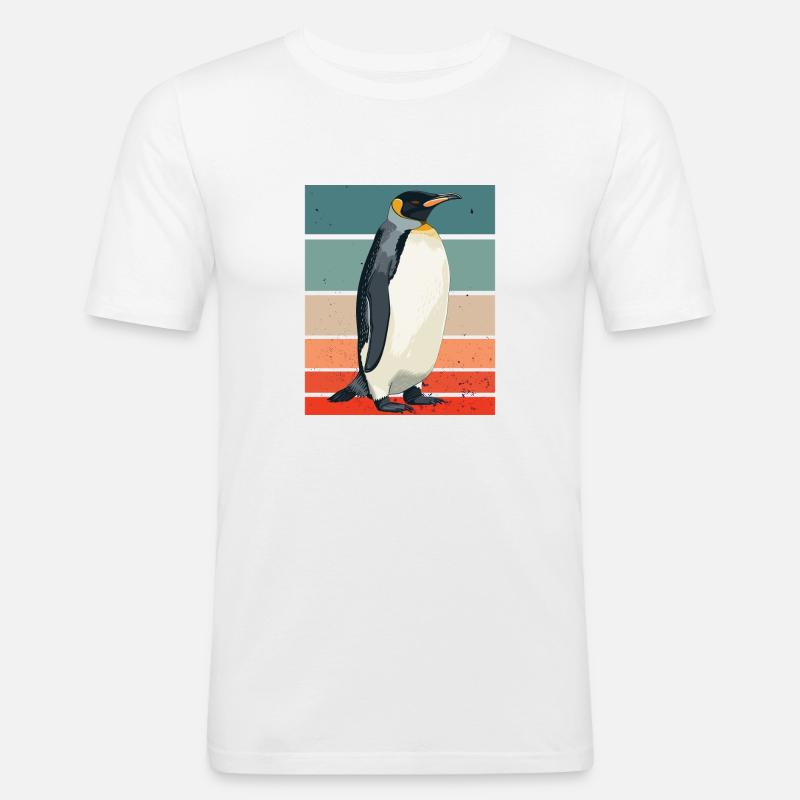 Pinguin Retro - Männer Slim Fit T-Shirt - Weiß