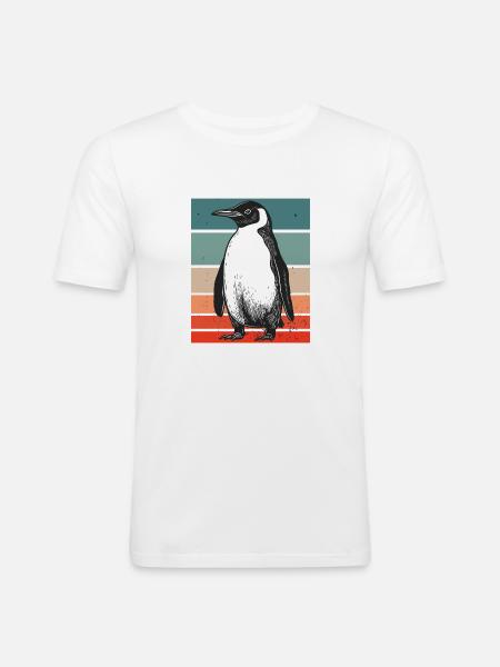 Pinguin Retro - Männer Slim Fit T-Shirt - Weiß