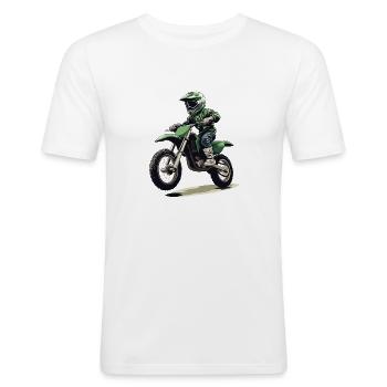 Motocross und Dirt bike - Männer Slim Fit T-Shirt - Weiß - Vorne - Nik (191cm)
