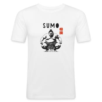 Sumo Wrestler - Männer Slim Fit T-Shirt - Weiß - Vorne - Nik (191cm)