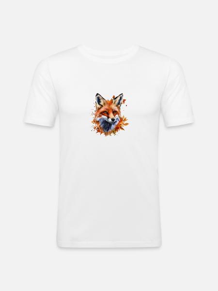 Herbst-Aquarell-Fuchs - Männer Slim Fit T-Shirt - Weiß