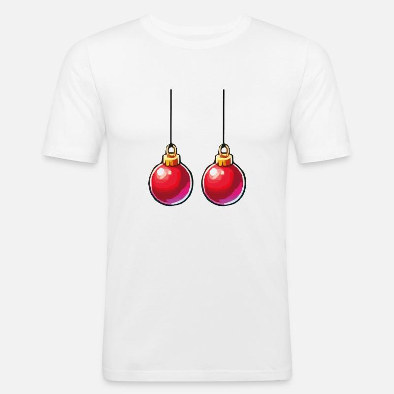 Weihnachtskugel - Männer Slim Fit T-Shirt - Weiß