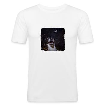 Drôle de chien Selfie Ufo Meme Gift - T-shirt près du corps Homme - blanc - Devant - Nik (191cm)
