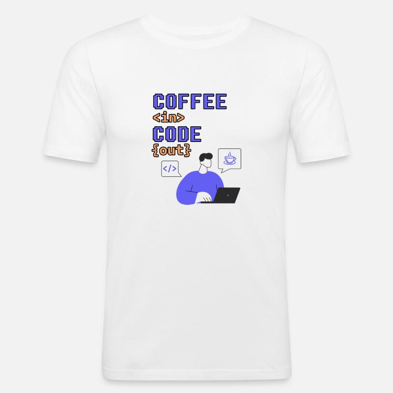 Code in. Coffe out. - Männer Slim Fit T-Shirt - Weiß