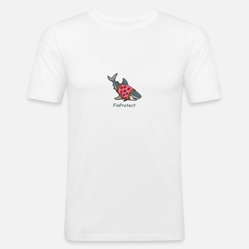 Requin comique avec pull coeur - T-shirt près du corps Homme - blanc