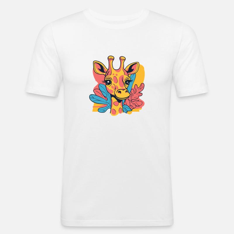 Giraffe - Männer Slim Fit T-Shirt - Weiß