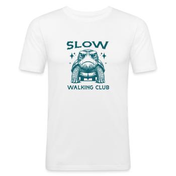 Slow Walking Club Reptilienliebhaber Cooles Tier Schildkröte - Männer Slim Fit T-Shirt - Weiß - Vorne - Nik (191cm)