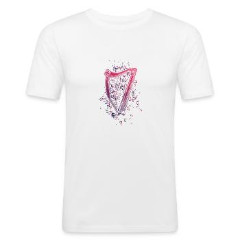 Harfe Musiknoten - Männer Slim Fit T-Shirt - Weiß - Vorne - Nik (191cm)