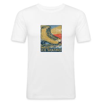 Patins à glace rétro - T-shirt près du corps Homme - blanc - Devant - Nik (191cm)
