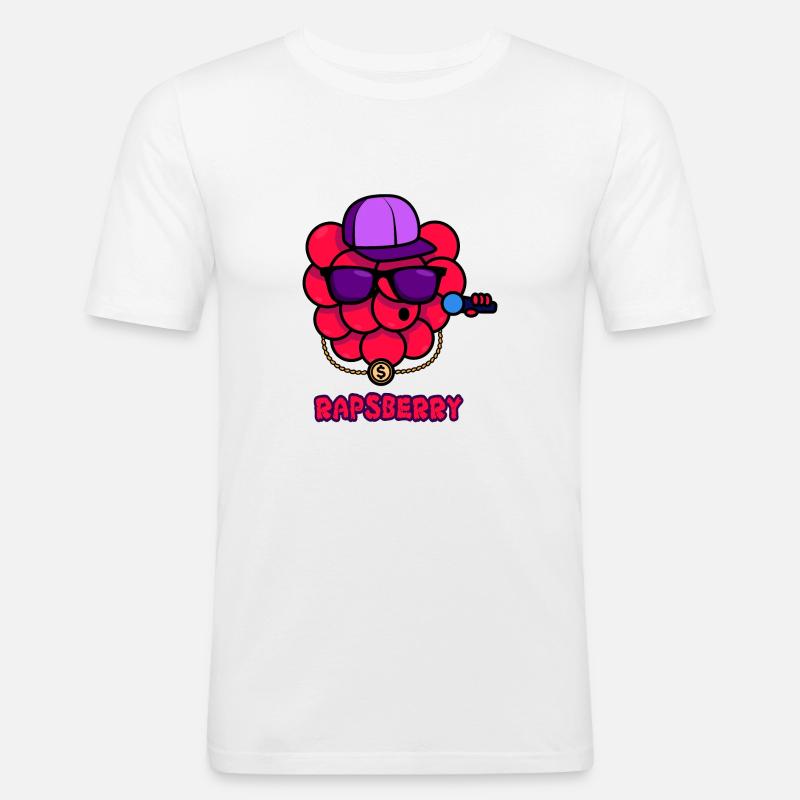 Rap Himbeere - Männer Slim Fit T-Shirt - Weiß