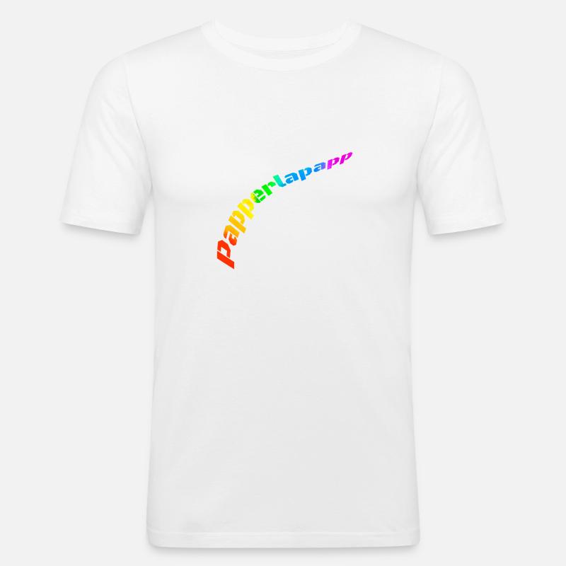 Papperlapapp Regenbogen seltene Wörter Geschenk - Männer Slim Fit T-Shirt - Weiß