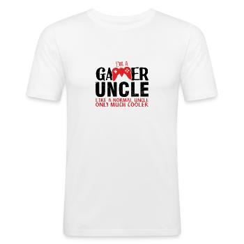 Gamer uncle - Men's Slim Fit T-Shirt - white - Front - Nik (191cm)