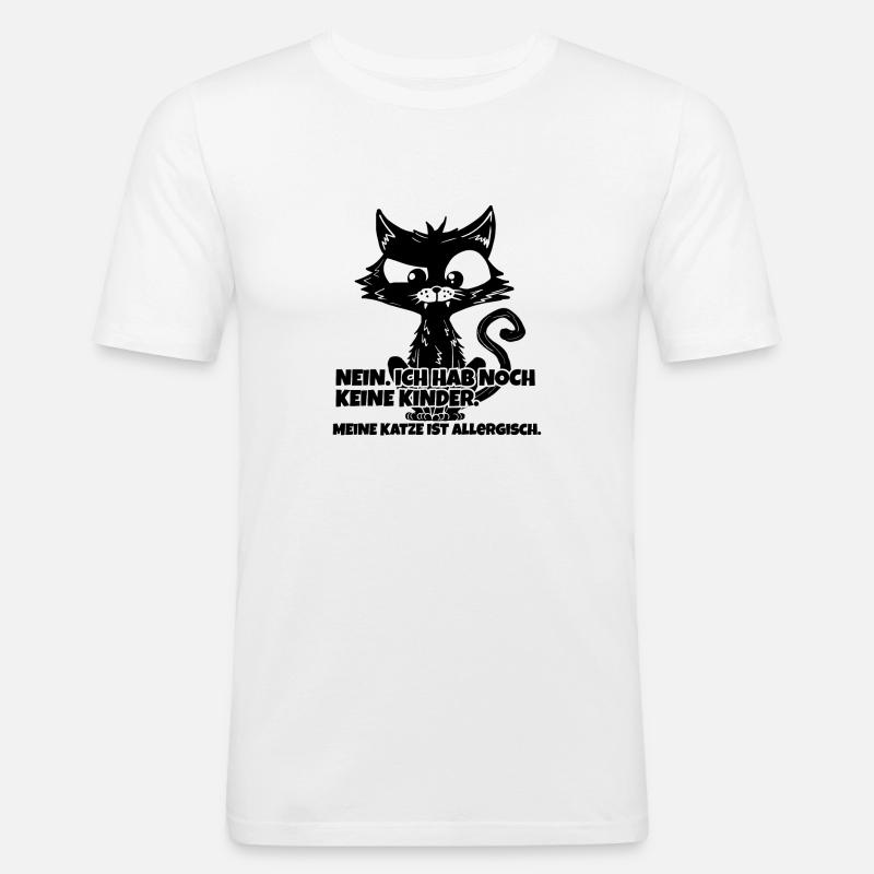 Süßes Kätzchen "Allergisch" Katze - Männer Slim Fit T-Shirt - Weiß