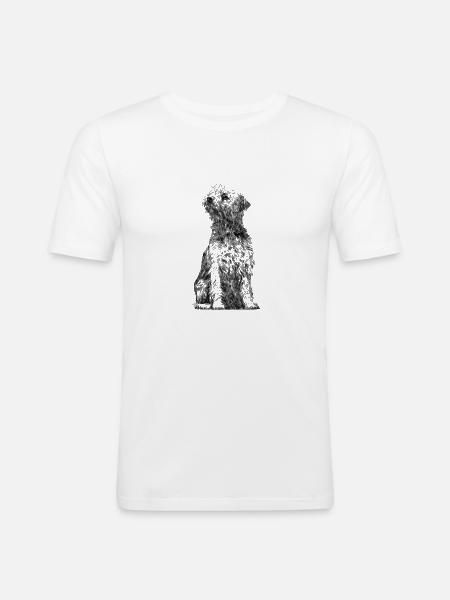 Sitzender Border Terrier Dog - Männer Slim Fit T-Shirt - Weiß