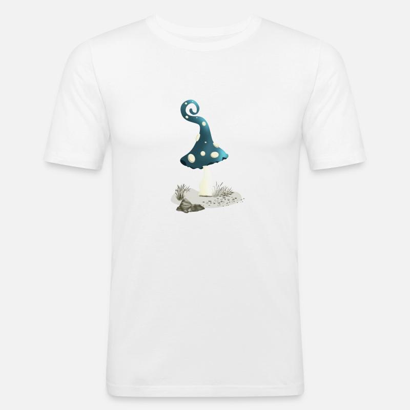 Magic mushroom with pixie cap - Men's Slim Fit T-Shirt - white
