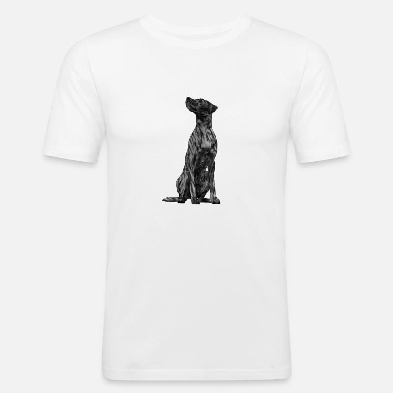 Sitzender Plott Hound Hund - Männer Slim Fit T-Shirt - Weiß