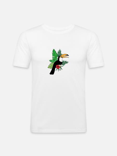 tucan - Männer Slim Fit T-Shirt - Weiß