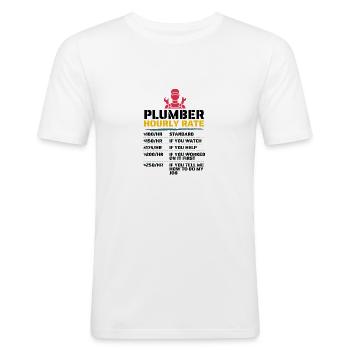 Taux horaire des plombiers pour les plombiers - T-shirt près du corps Homme - blanc - Devant - Nik (191cm)