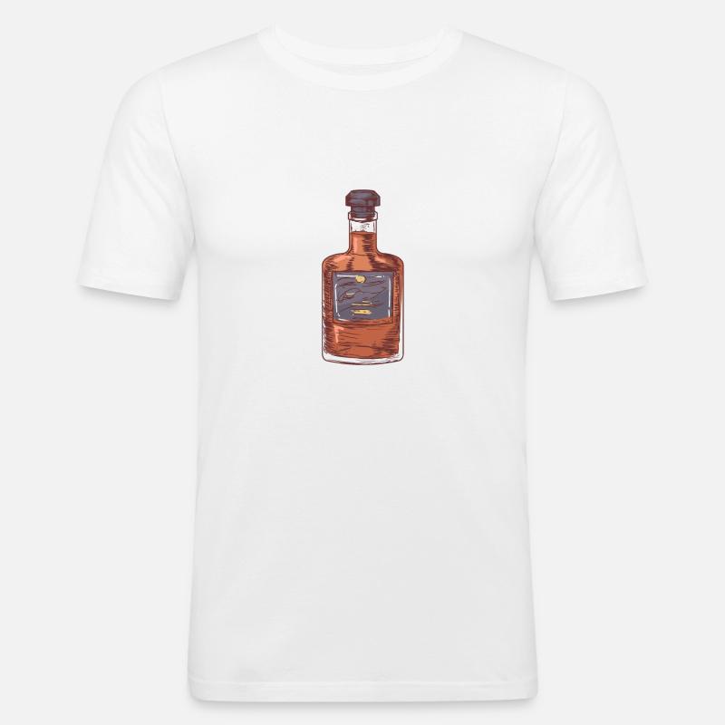 Braune Schnapsflasche mit Deckel - Männer Slim Fit T-Shirt - Weiß