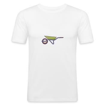 Kruiwagen - Mannen slim fit T-shirt - wit - Voor - Nik (191cm)