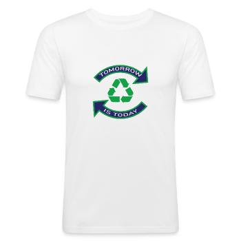 Bæredygtighed - Herre Slim Fit T-Shirt - hvid - Foran - Nik (191cm)