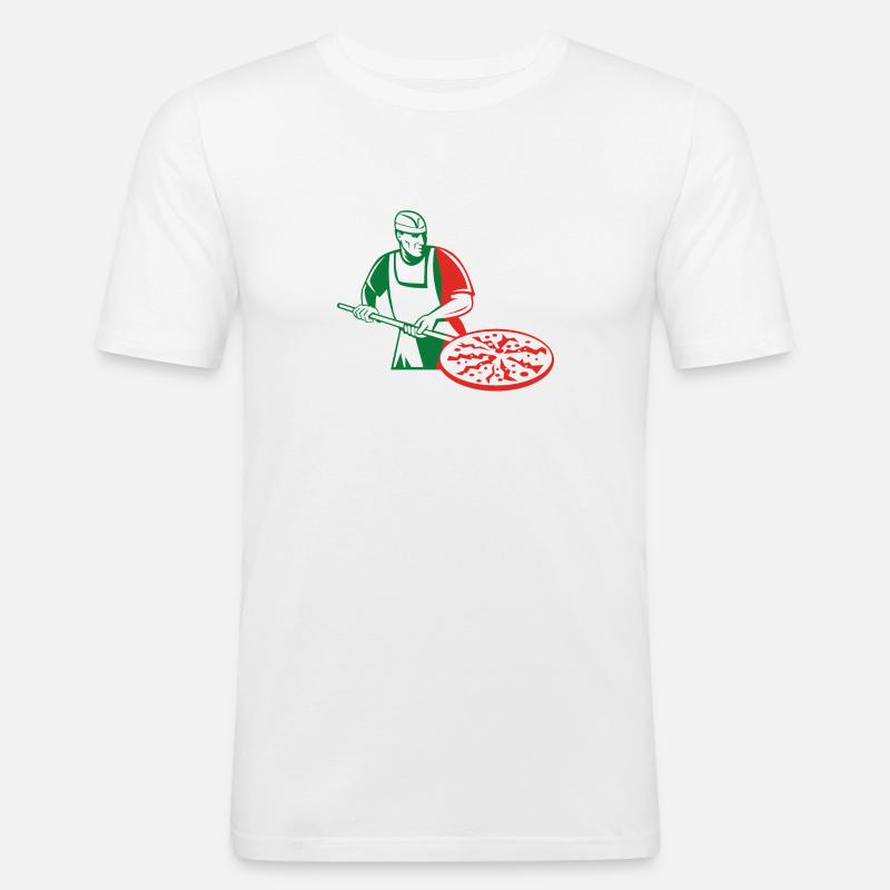 Pizzabäcker - Männer Slim Fit T-Shirt - Weiß