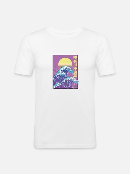Great Wave of Kanagawa - Men's Slim Fit T-Shirt - white