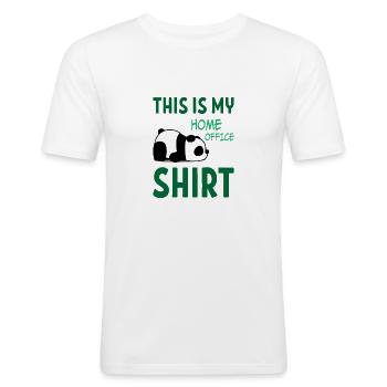 Onnodig sociaal contact kantoor humor cadeau - Mannen slim fit T-shirt - wit - Voor - Nik (191cm)