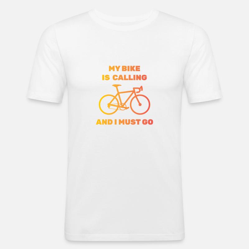 Fahrrad - Männer Slim Fit T-Shirt - Weiß