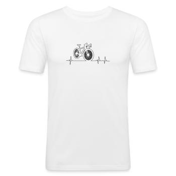 Gravel Bike Herzschlag - Vintage Gravel Bike Fahrr - Männer Slim Fit T-Shirt - Weiß - Vorne - Nik (191cm)