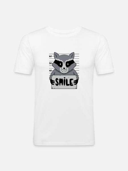 Cartoon Raccoon Photo Smile Prison Humor - Men's Slim Fit T-Shirt - white