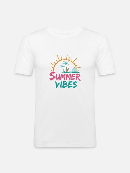 Summer Vibes - Männer Slim Fit T-Shirt - Weiß