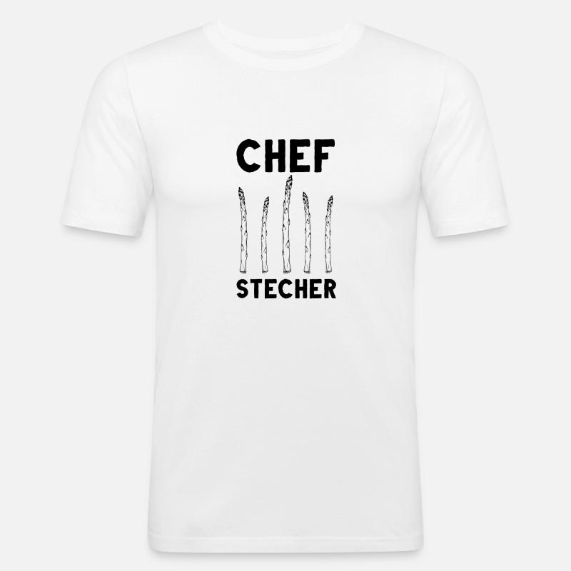 Chefstecher Spargelstecher Spargelernte Bauer - Männer Slim Fit T-Shirt - Weiß