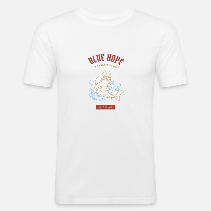 „Blaue Hoffnung“ Haifisch | Tshirt & Geschenk - Männer Slim Fit T-Shirt - Weiß