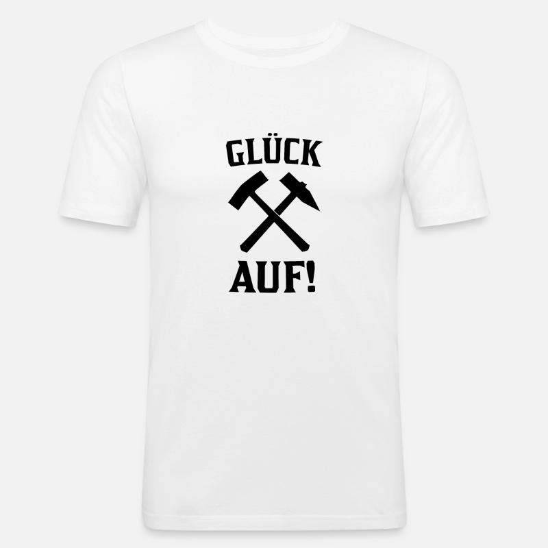 Glück Auf Bergbau Geschenkidee - Männer Slim Fit T-Shirt - Weiß