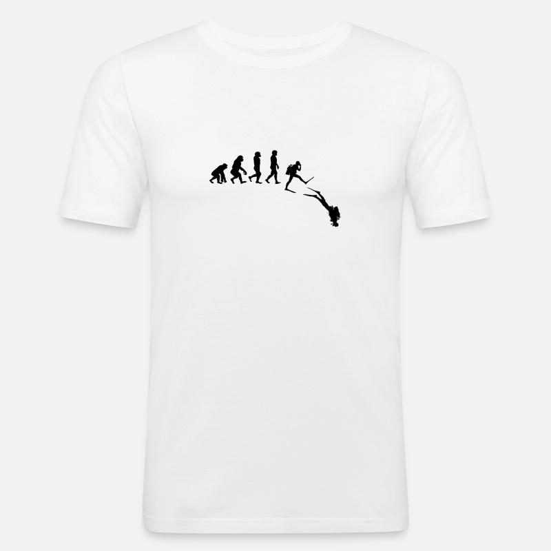 Idée cadeau plongée plongée évolution - T-shirt près du corps Homme - blanc