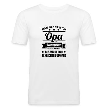 Man nennt mich Opa Enkel Spruch Großvater Geschenk - Männer Slim Fit T-Shirt - Weiß - Vorne - Nik (191cm)