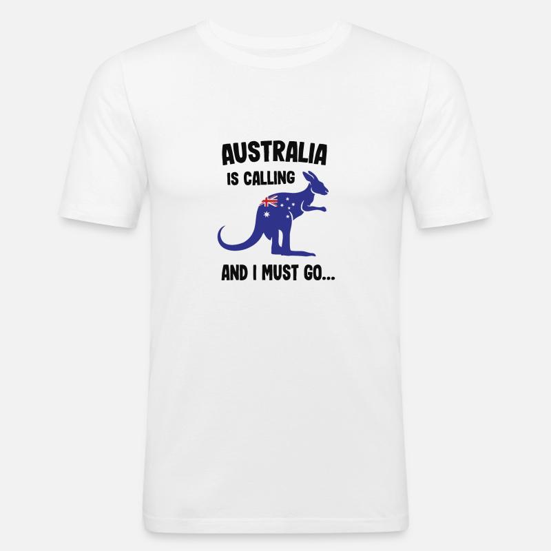Australien is calling Känguru Geschenk - Männer Slim Fit T-Shirt - Weiß